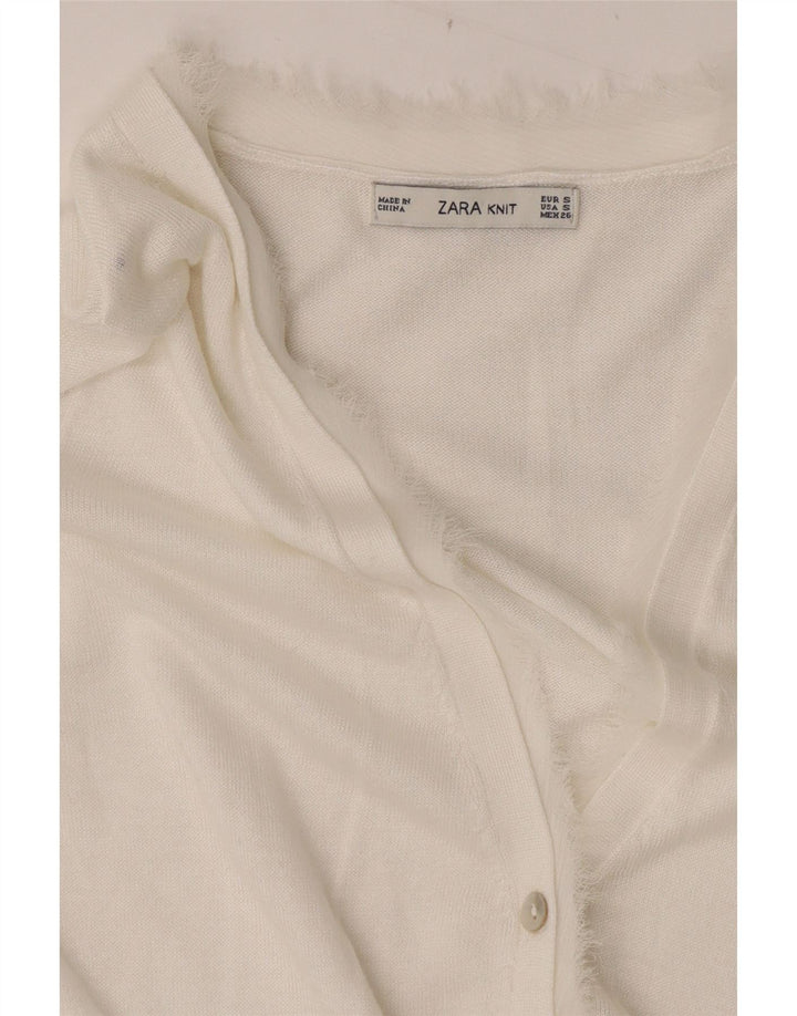Zara Damen-Cardigan-Pullover UK 10 Small Weiß