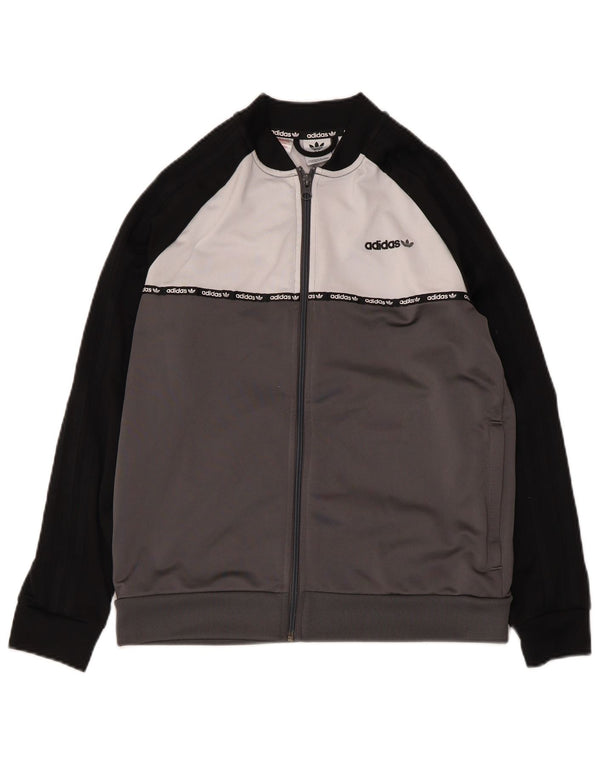 Adidas Jungen Grafik-Trainingsanzug-Top-Jacke, 13–14 Jahre, Grau, Farbblock
