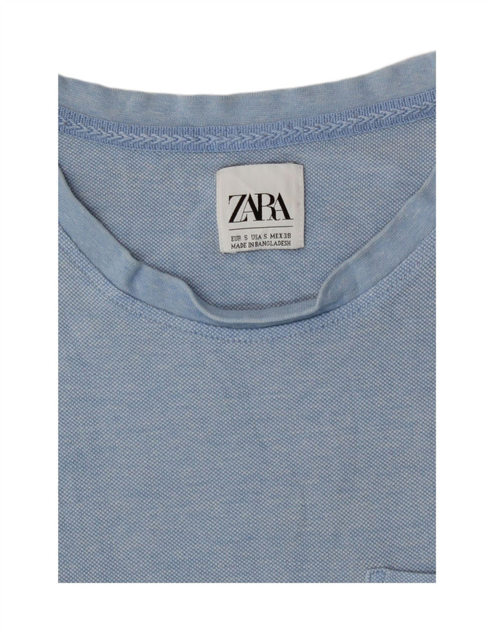 Zara Herren T-Shirt Top Small Blau