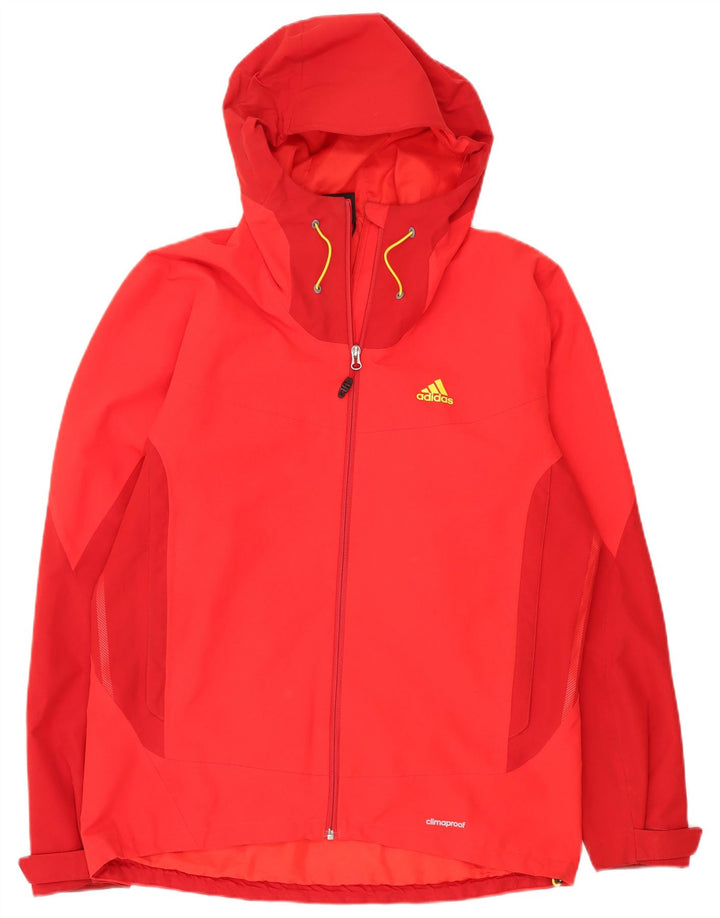 Adidas Herren-Regenjacke mit Kapuze, UK 42/44, großes rotes Colourblock-Polyester