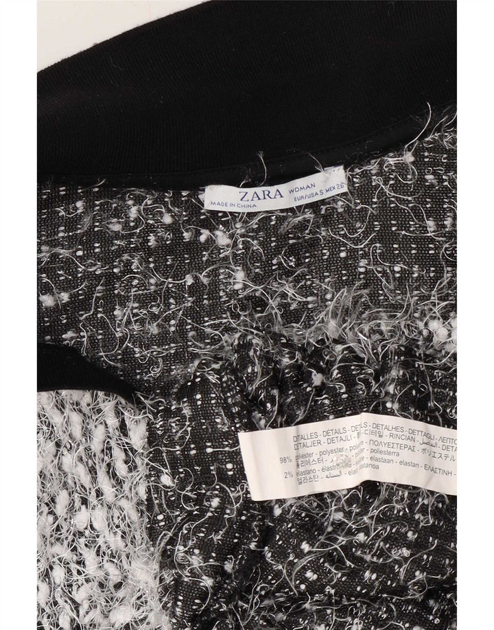 Zara Damen Poloshirt UK 10 Small Grau geflecktes Polyester