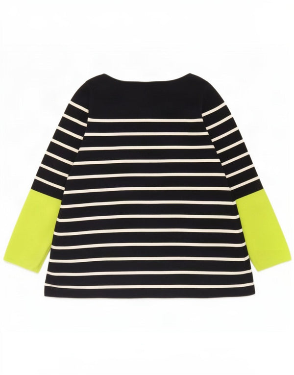 Cos Womens Top Langarm UK 14 Medium Marineblau gestreift Baumwolle