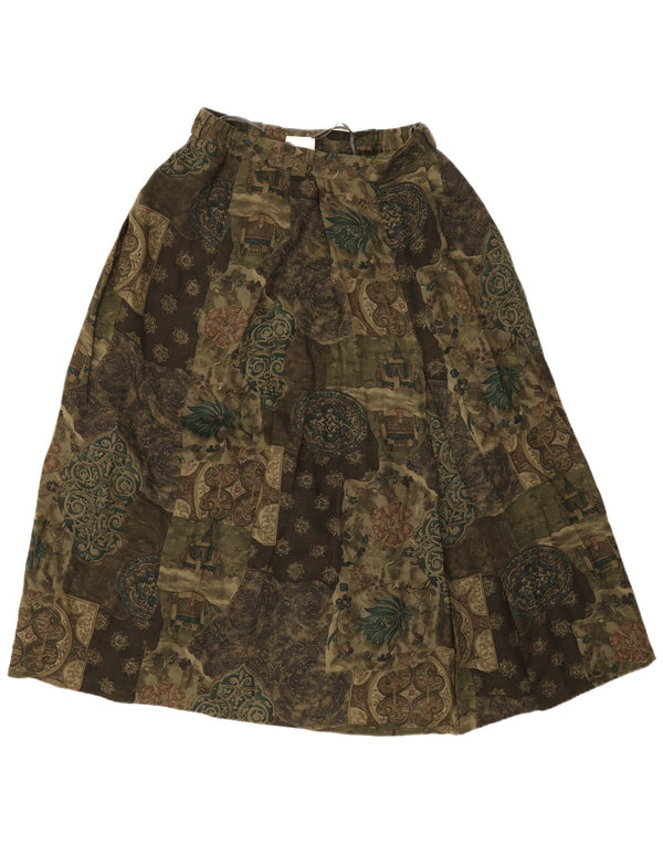 Meico Damen ausgestellter Rock UK 16 Large W30 Khaki Floral