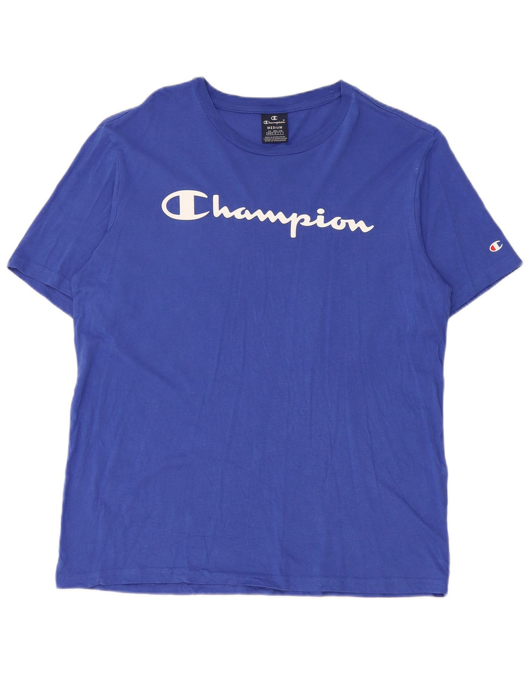 Champion Herren Grafik-T-Shirt-Oberteil Mittelblau