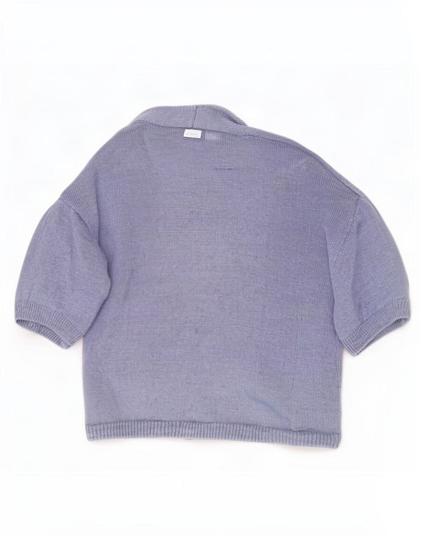Massimo Dutti Damen-Cardigan mit kurzen Ärmeln, offen, UK 18, XL, Blau, Leinen