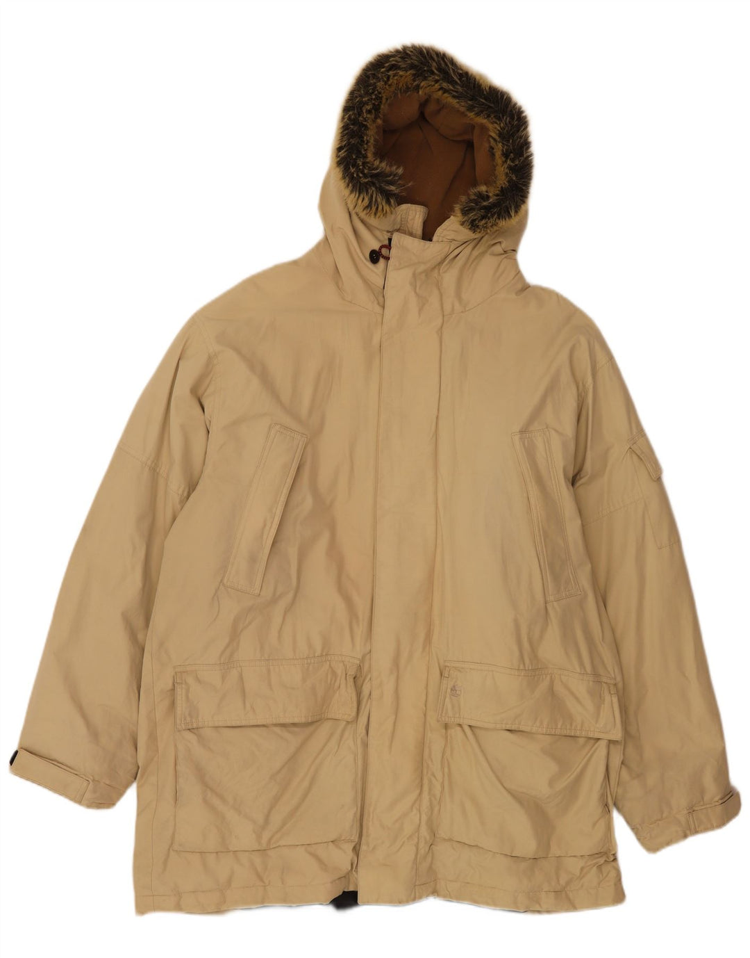 Timberland Herren-Parka mit Kapuze, UK 40, großes beiges Nylon