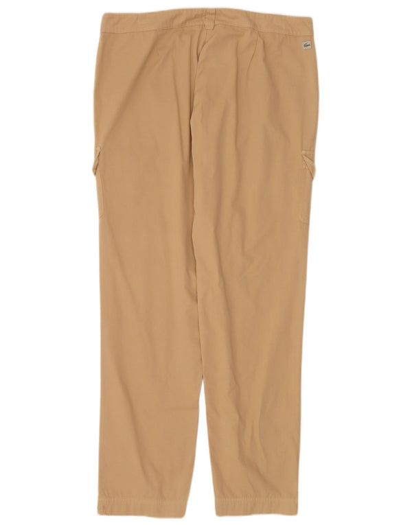 Lacoste Damen gerade Cargohose Größe 44 groß W34 L32 Beige Baumwolle