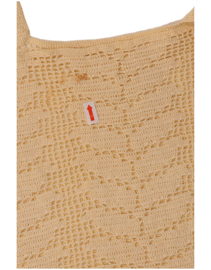 Vintage Damen Crop Crochet Cami Top UK 10 Small Off White