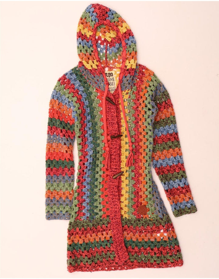 KHUJO Damen-Strickjacke, übergroß, lang, Gr. 10, Größe S, Mehrfarbig