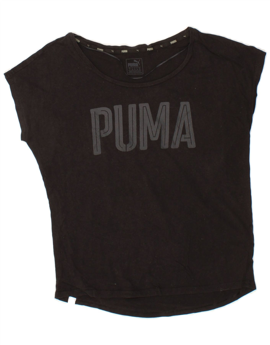 PUMA Womens Oversized Graphic T-Shirt Top UK 10 Small  Black Cotton Vintage Puma and Second-Hand Puma from Messina Hembry 