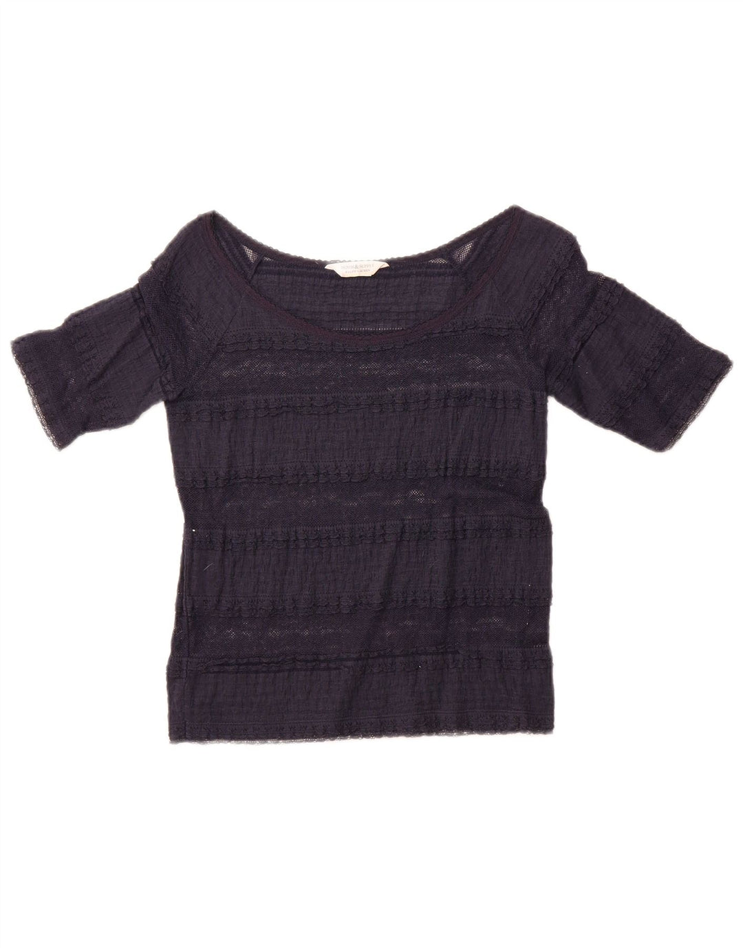 Ralph Lauren Damen Crop Bluse Top UK 12 Medium Marineblau