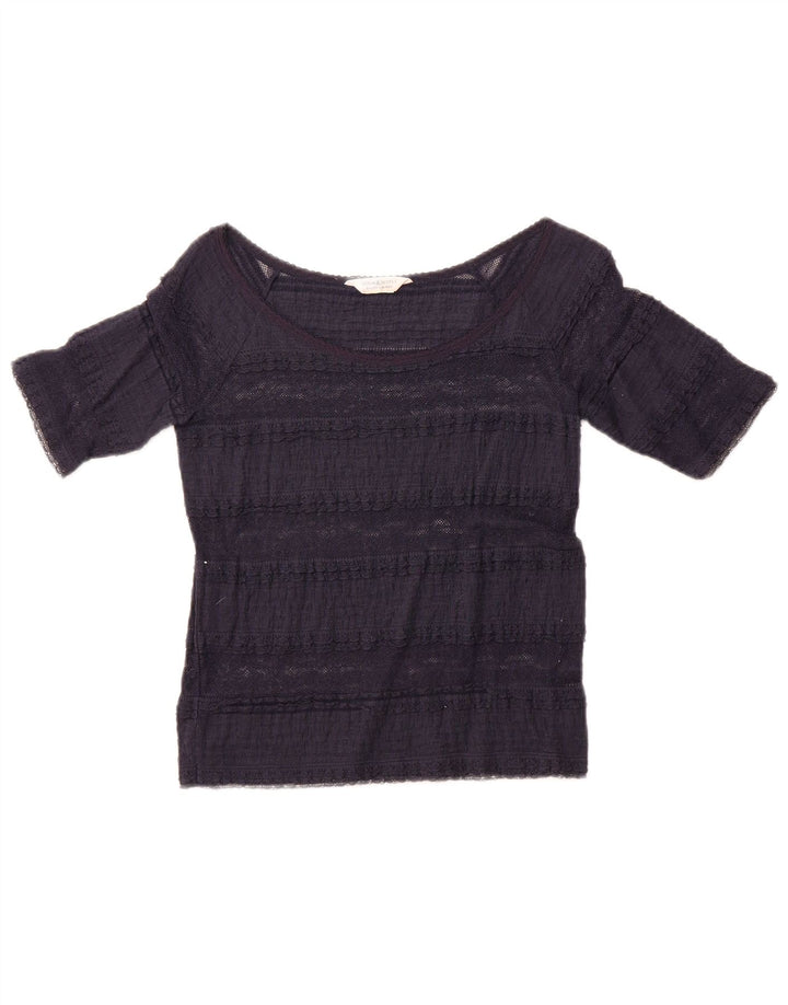 Ralph Lauren Damen Crop Bluse Top UK 12 Medium Marineblau