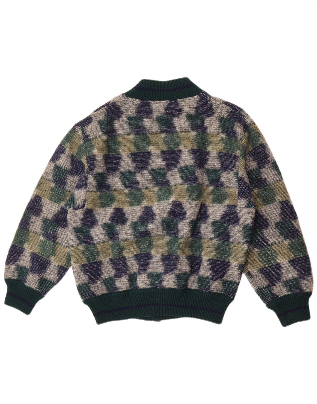 Vintage Herren Cardigan Pullover Mittelgrün Geometrisch