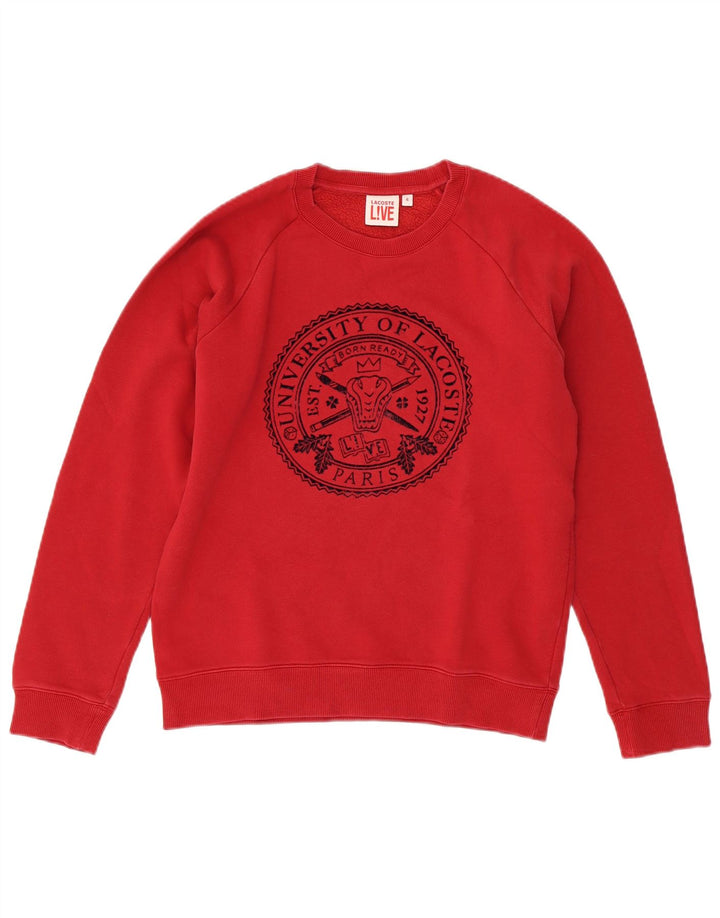 Lacoste Herren-Sweatshirt mit Grafik, Größe 4, mittelrote Baumwolle