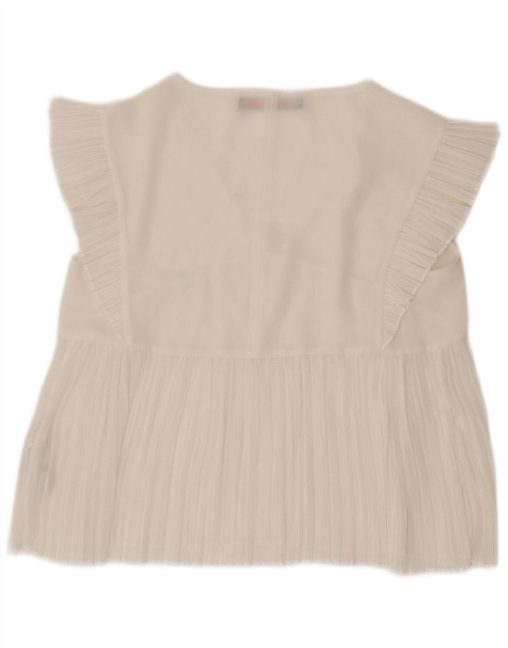 Zara Damen Trafaluc Bluse Top UK 10 Small Weiß Polyester