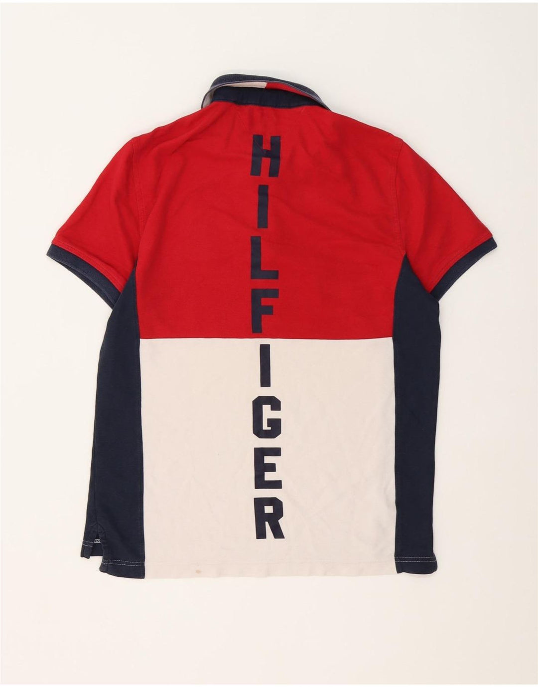 Tommy Hilfiger Herren-Poloshirt aus mittelroter Colourblock-Baumwolle