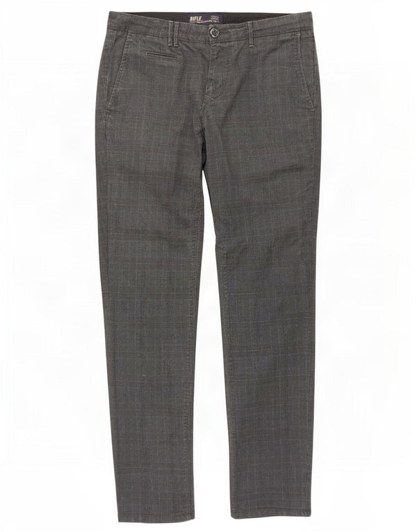 Rifle Herren Slim Chinohose W30 L32 Graue Hahnentritt-Baumwolle