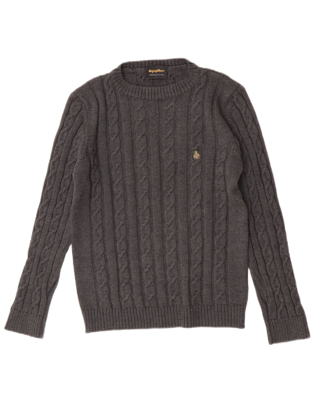 Refrigiwear Damen-Pullover mit Rundhalsausschnitt, mittelgraue Schurwolle