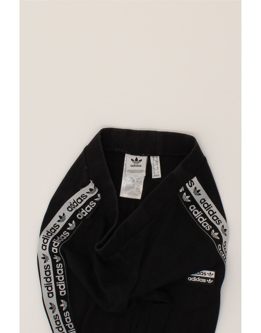 ADIDAS Womens Graphic Leggings UK 10 Small Black Cotton Vintage Adidas and Second-Hand Adidas from Messina Hembry 