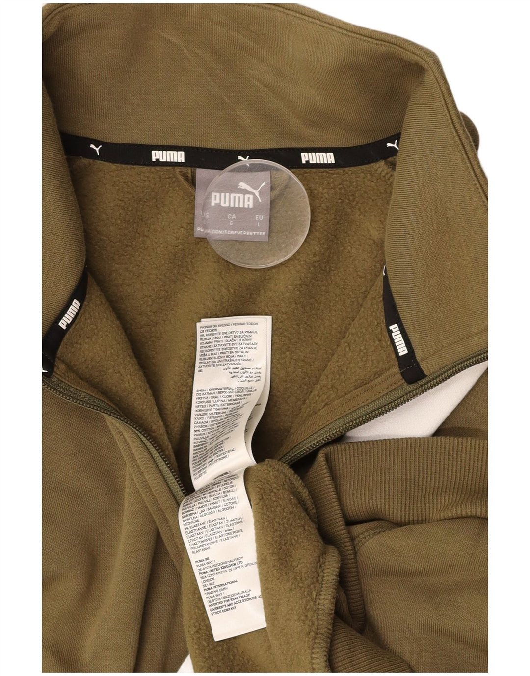 PUMA Herren-Trainingsanzug-Oberteil, Jacke, groß, Khaki, Colourblock-Baumwolle