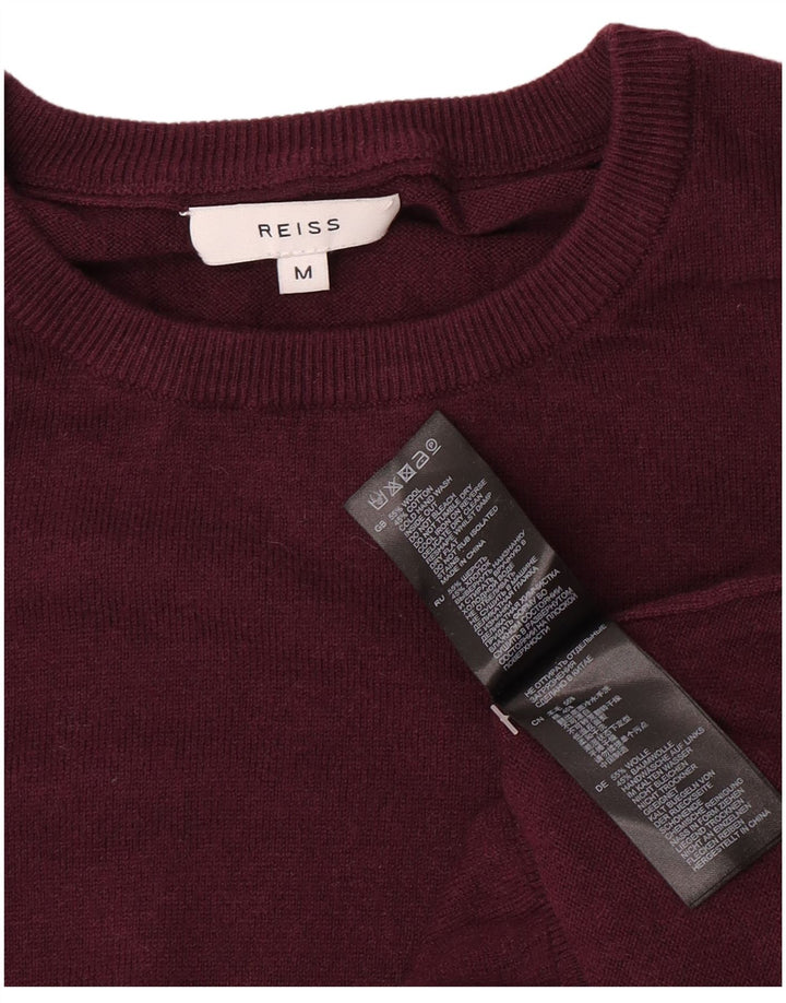 Reiss Herren-Pullover mit Rundhalsausschnitt, mittlere kastanienbraune Wolle