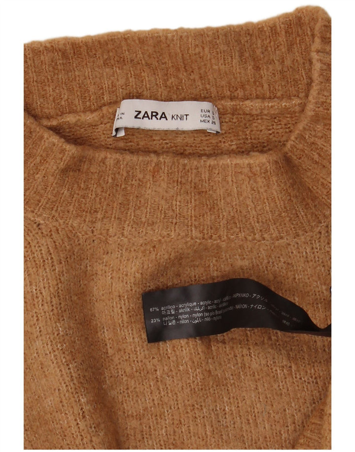Zara Damen Crop Oversized Rollkragenpullover Pullover UK 10 Small Beige