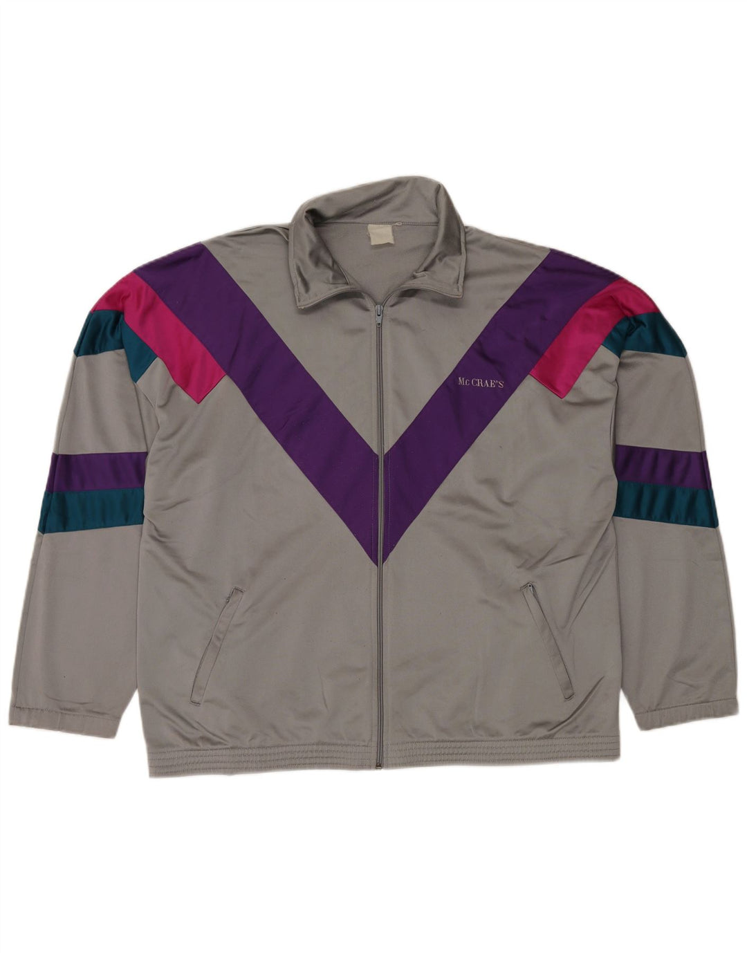 MC CRAE'S Herren-Trainingsanzug-Oberteil, Jacke, XL, graues Farbblock-Polyester