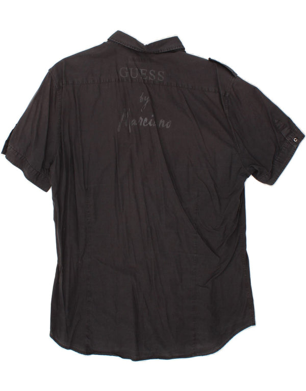 GUESS BY MARCIANO Herren-Kurzarmhemd mit Militärgrafik, 2XL, graue Baumwolle