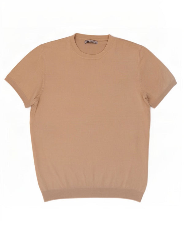 Zara Herren T-Shirt Top Small Beige
