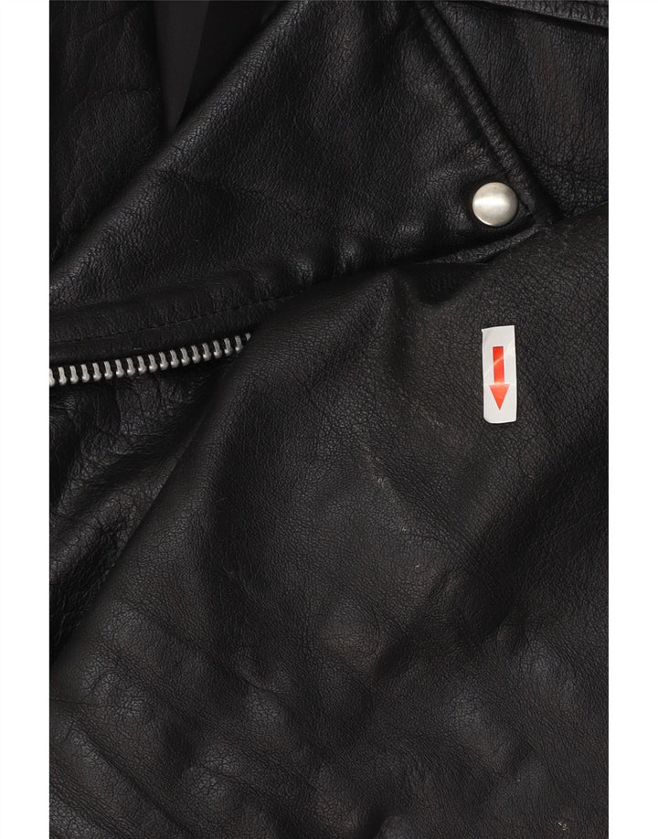 Vintage Damen Leder Bikerjacke UK 14 Mittelschwarzes Leder