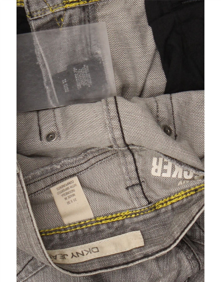 Dkny Herren Distressed Straight Jeans W31 L30 Graue Baumwolle