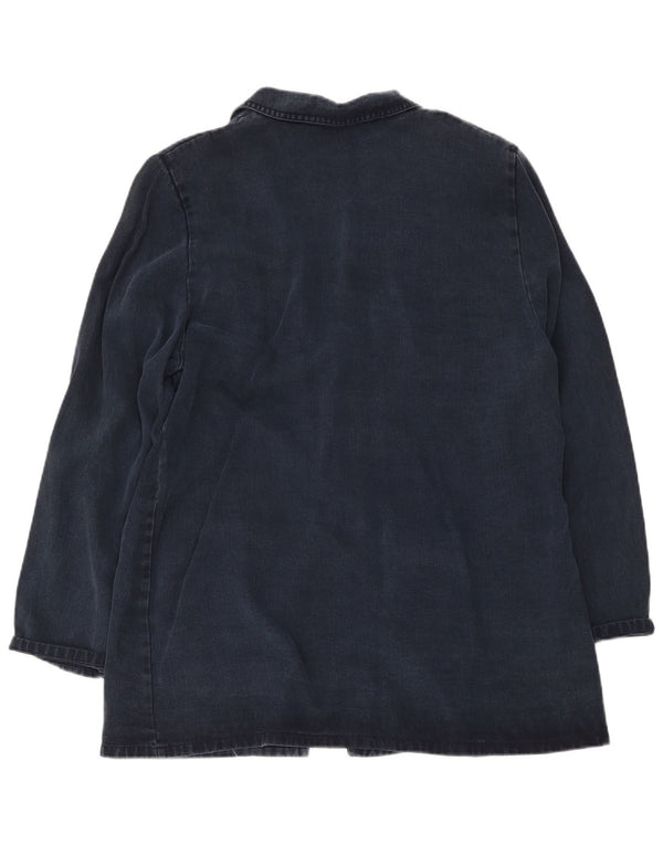 Vintage Damen 2 Knopf Longline Blazer Jacke UK 20 2XL Marineblau Lyocell
