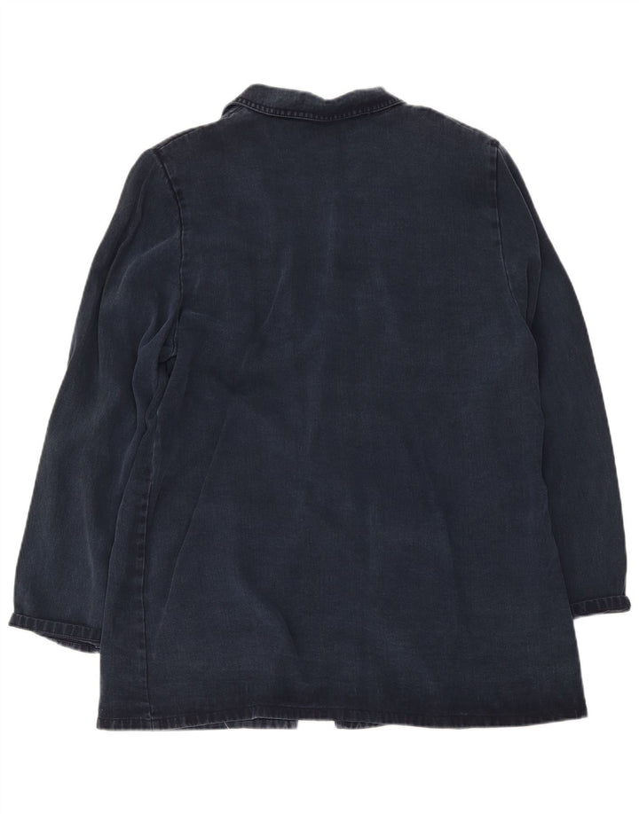 Vintage Damen 2 Knopf Longline Blazer Jacke UK 20 2XL Marineblau Lyocell