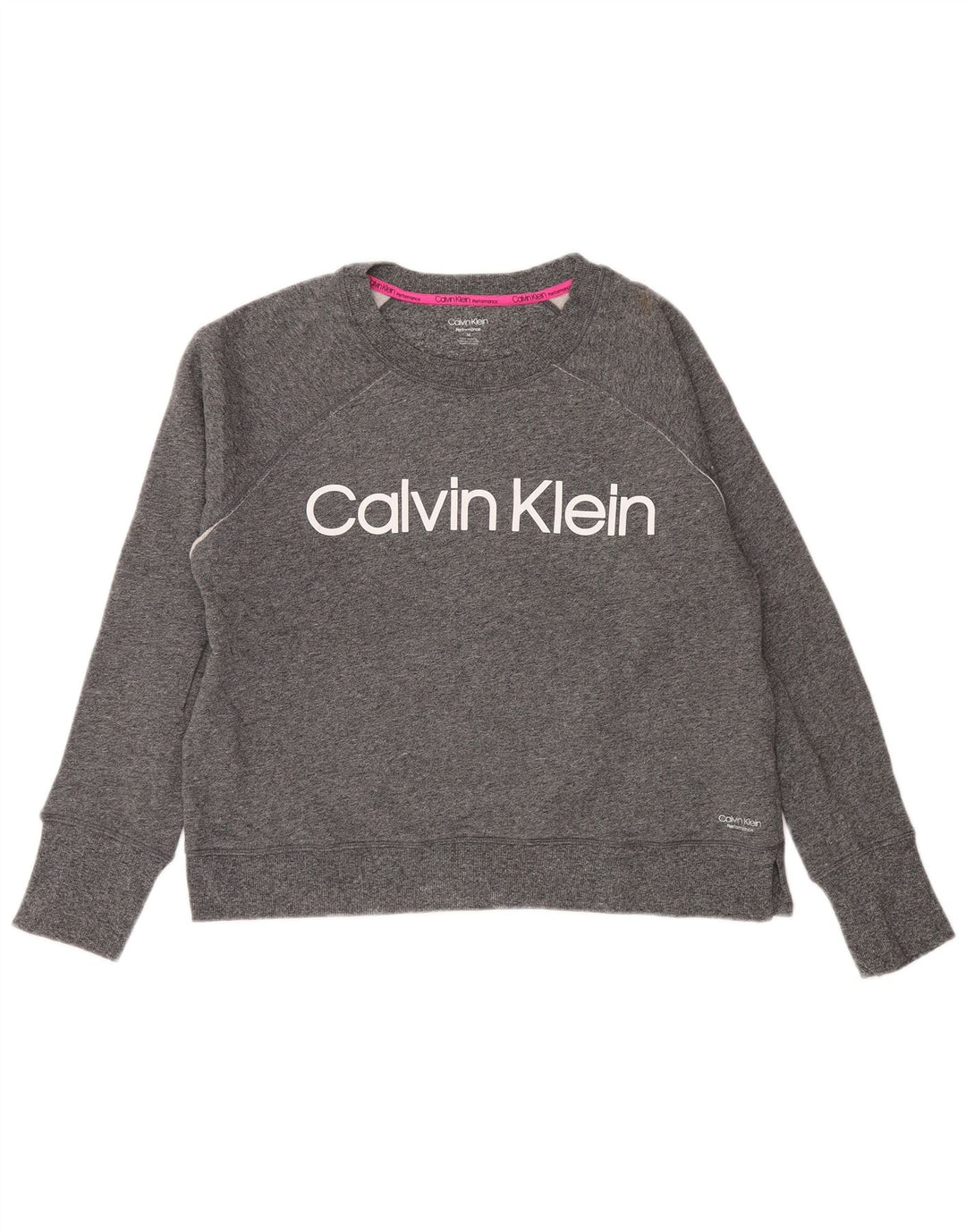 CALVIN KLEIN Damen Performance Sweatshirt Pullover UK 14 Mittelgrau
