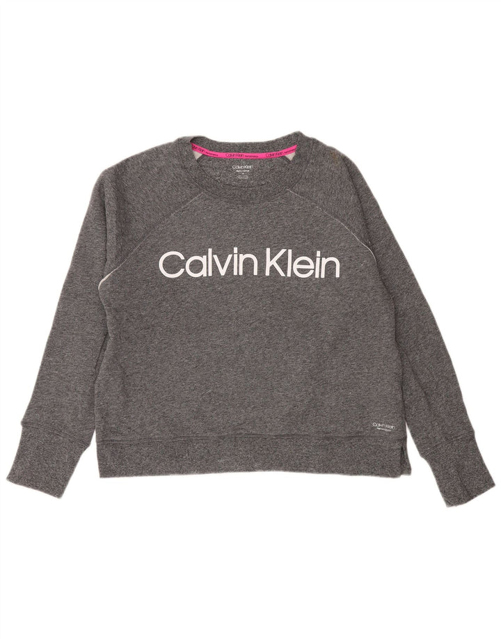 CALVIN KLEIN Damen Performance Sweatshirt Pullover UK 14 Mittelgrau