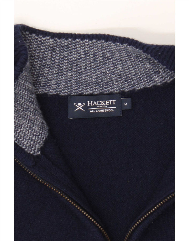 Hackett Herren-Pullover mit Reißverschluss am Hals, mittlere marineblaue Lammwolle