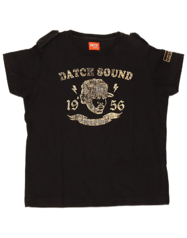 Datch Mädchen-T-Shirt mit Militärgrafik, 11–12 Jahre, Größe L, Schwarz