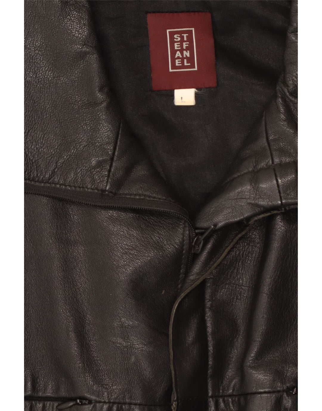 STEFANEL Herren Lederjacke UK 40 Großes schwarzes Leder