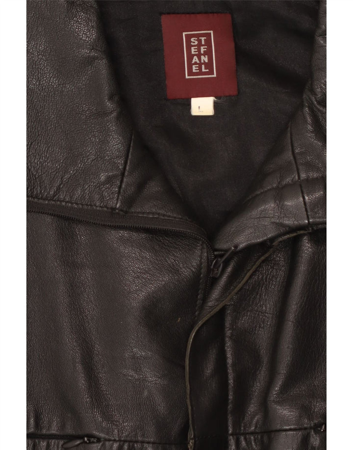 STEFANEL Herren Lederjacke UK 40 Großes schwarzes Leder