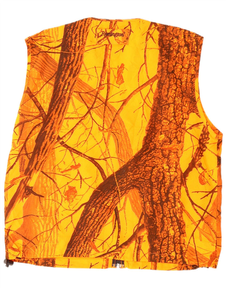Vintage Herren Utility Gilet UK 38 Medium Orange Camouflage Polyester