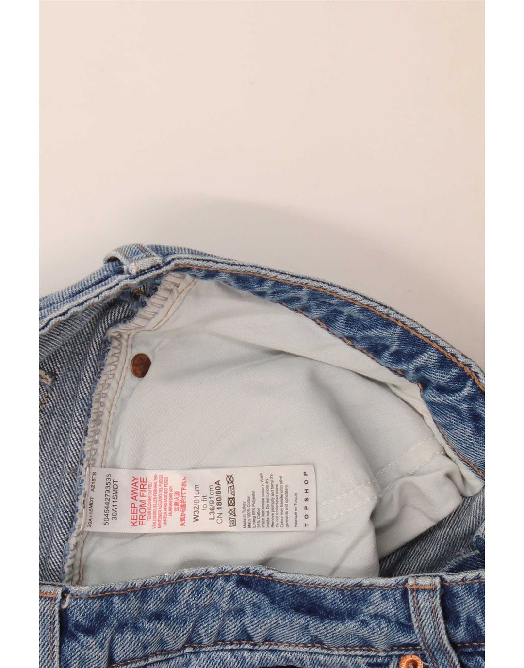 Topshop Damen Slim Jeans W32 L33 Blaue Baumwolle
