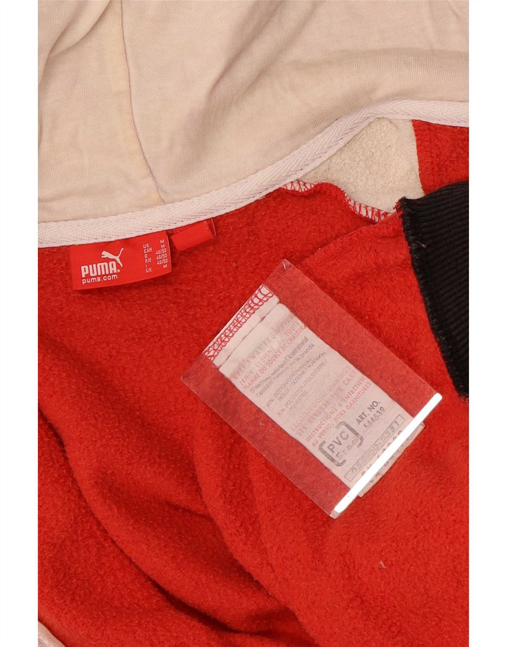 Puma Herren-Kapuzenpullover mit Reißverschluss, mittelrote Colourblock-Baumwolle