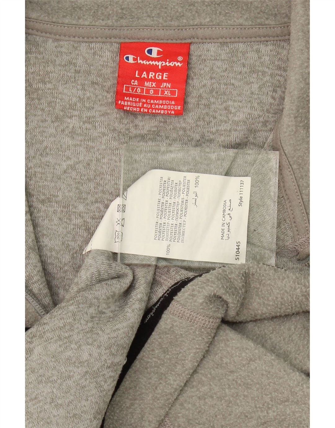 CHAMPION Womens Zip Neck Sweatshirt Jumper UK 16 Large Grey Polyester
