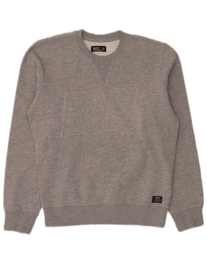 Rifle Herren-Sweatshirt mit Grafik, klein, grau meliert, Baumwolle