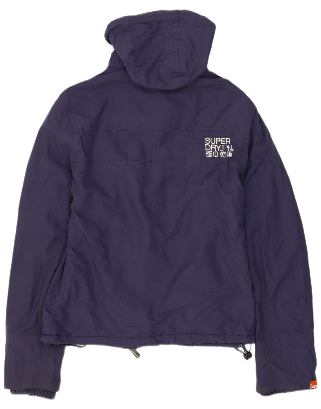 SUPERDRY Damen-Windbreakerjacke mit Kapuze, UK 14, mittelmarineblaues Nylon