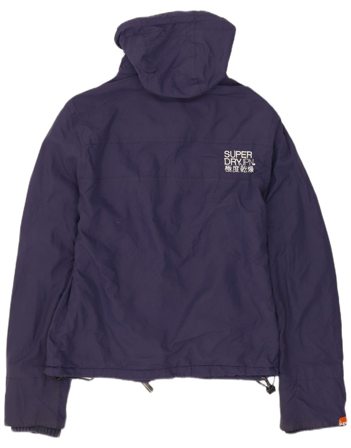 SUPERDRY Damen-Windbreakerjacke mit Kapuze, UK 14, mittelmarineblaues Nylon