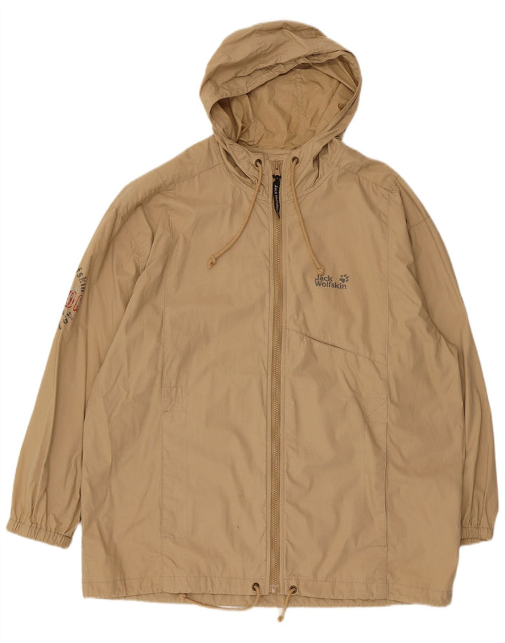 Jack Wolfskin Herren Bomberjacke mit grafischer Kapuze, UK 36/38, Mittelbeige