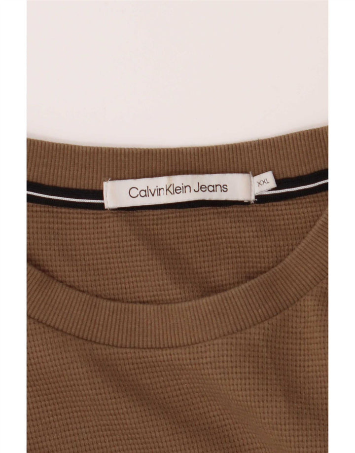 Calvin Klein Herren Top Langarm 2XL Braun Baumwolle