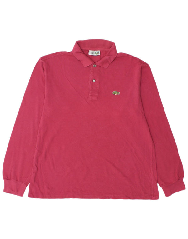 Lacoste Herren-Langarm-Poloshirt, Größe 5, groß, rosa Baumwolle