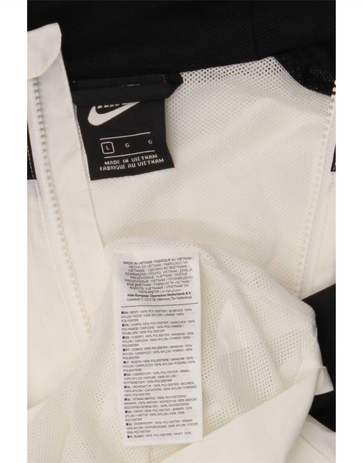 Nike Herren-Trainingsanzug mit Kapuze, große Jacke, weißes Farbblock-Polyester